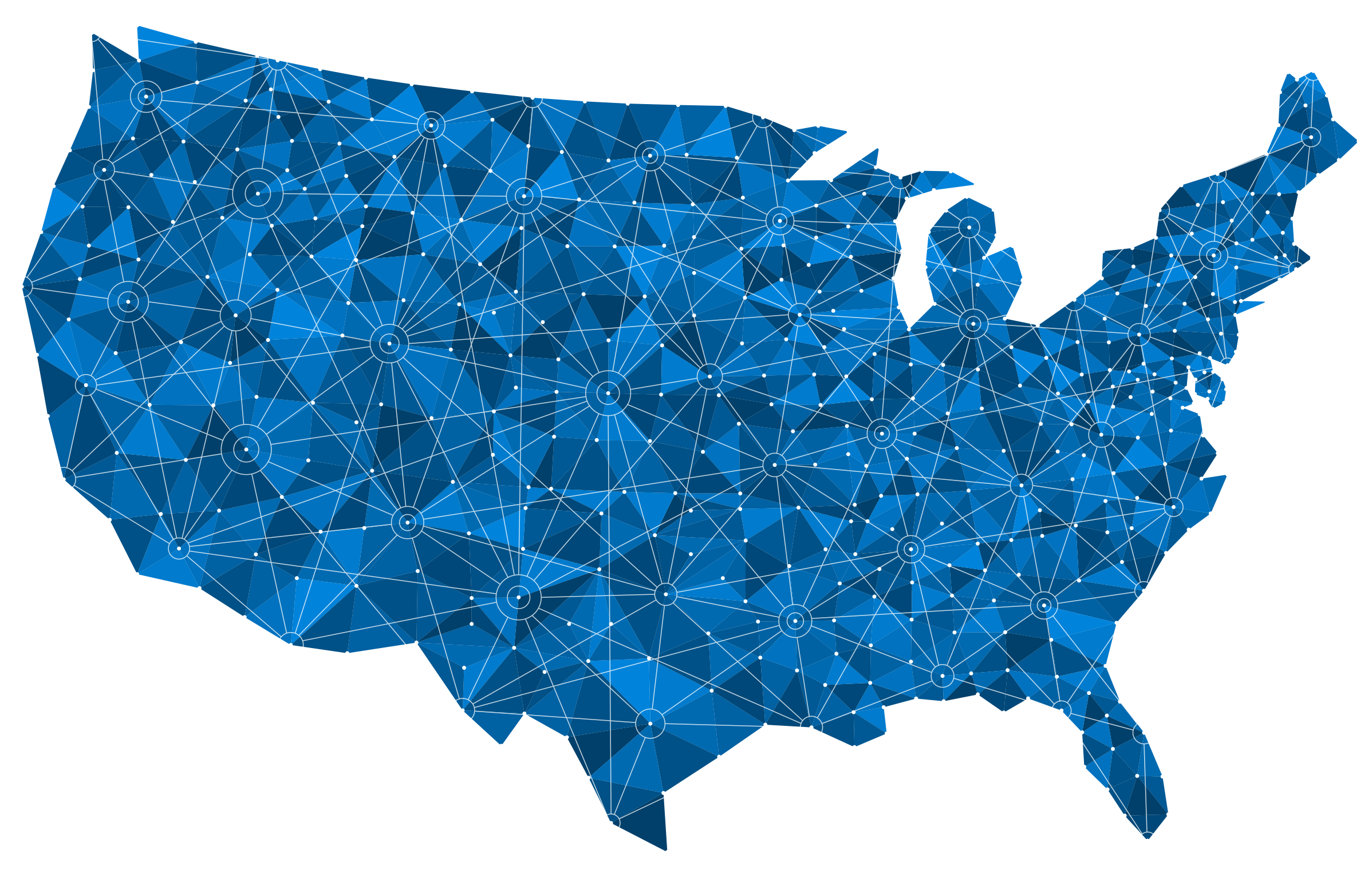 IEL-network-map Map of the United States overlaid with a connected network of shipping routes